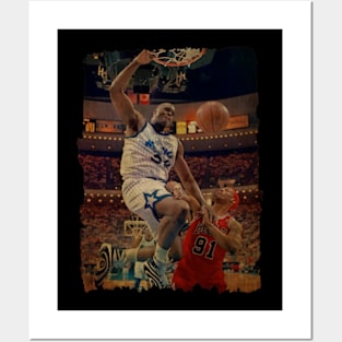 Dunk Shaquille O'Neal vs Dennis Rodman Vintage Posters and Art